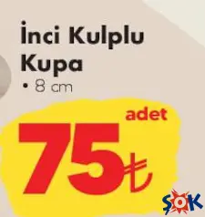 KERAMİKA İNCİ KULPLU KUPA 8 CM